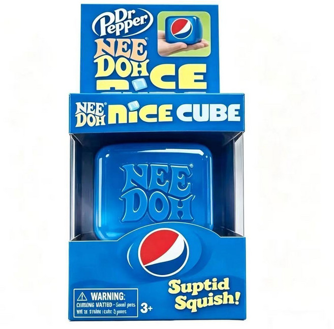 NEE DOH Dr Pepper 方塊解壓玩具 蘇打糖冰塊造型, 1個, Needoh-同款百事色捏捏樂