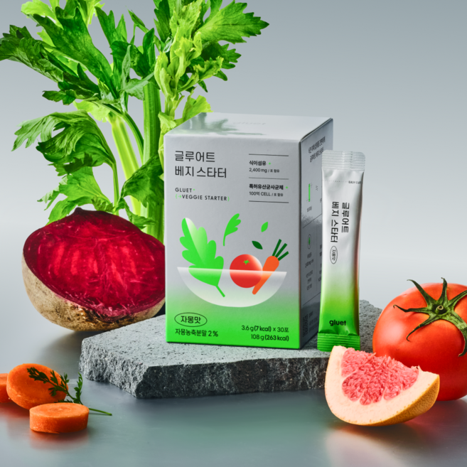 글루어트 베지스타터 자몽맛 치커리 식이섬유 이눌린 식전야채 유산균 30포 108g, 1박스