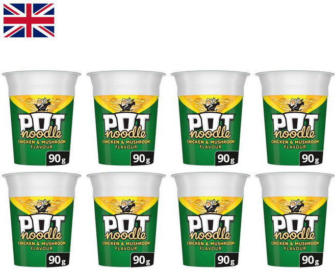 영국 potnoodle 팟누들 치킨 머쉬룸 컵라면 90g 8개