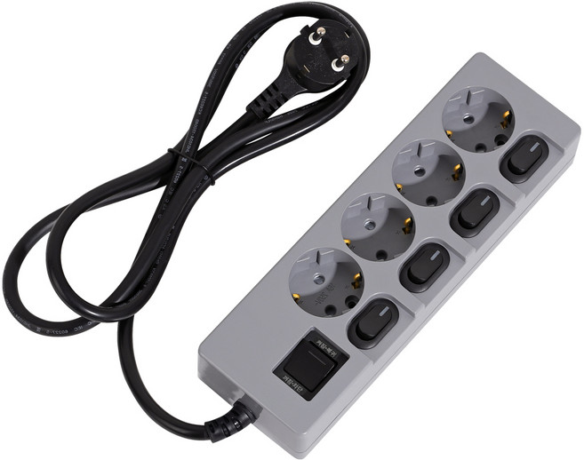 스윗홈 개별스위치 멀티탭 4구 접지형 절전형 16A, 0.7m, 1개, 개별스위치 4구 그레이