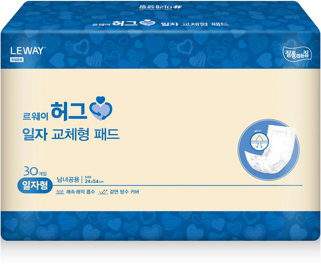 르웨이 성인용기저귀 일자형 허그 NEW 미래생활 속기저귀, 8개, 10개입