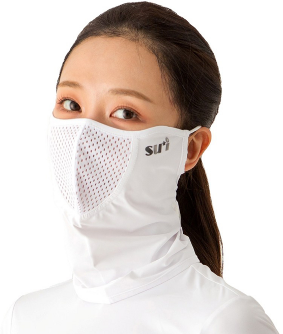 [수이골프 R형] UV 자외선 차단 얼굴 햇빛가리개 골프 등산 조깅 바이크 스포츠 마스크, R-7 화이트, 1개