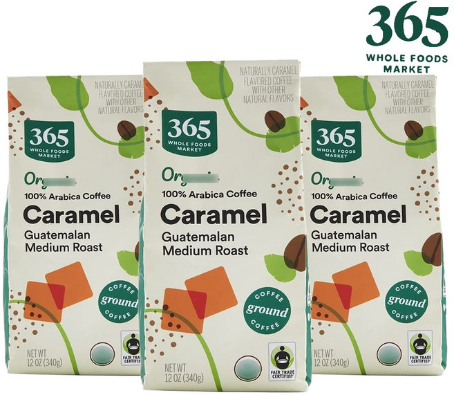 365홀푸드마켓 카라멜 그라운드 아라비카 커피 340g 3개 분쇄 드립커피