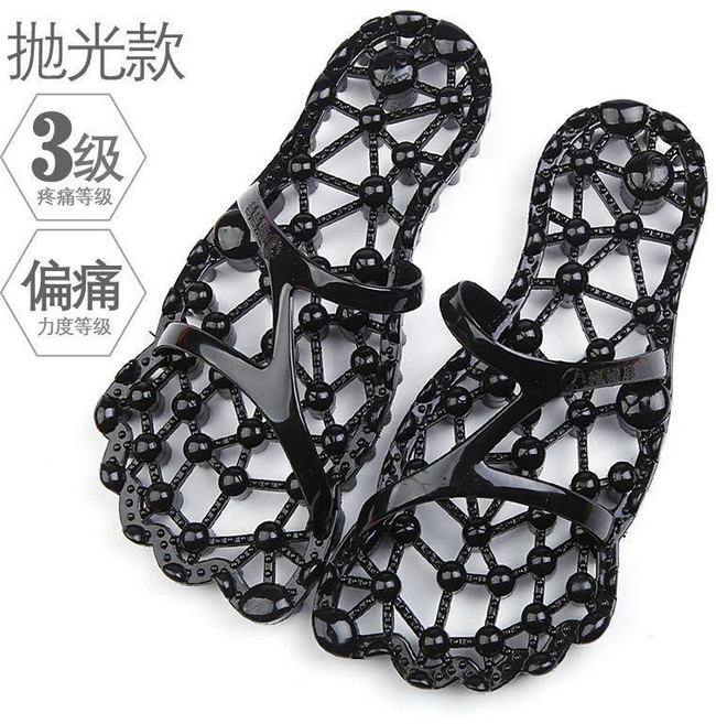 按摩拖鞋 足底穴位防滑拖 夏季家居室內拖, 黑色 中級 足底穴位按摩,39/40 腳胖拍大