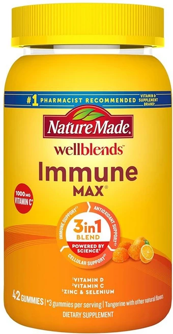 네이처메이드 웰블렌드 이뮨맥스 비타민C D3 아연 셀레늄 구미 42정, 네이처메이드 웰블렌드 이뮨맥스 비타민 C 아연 셀레늄, 1개 - 쿠팡