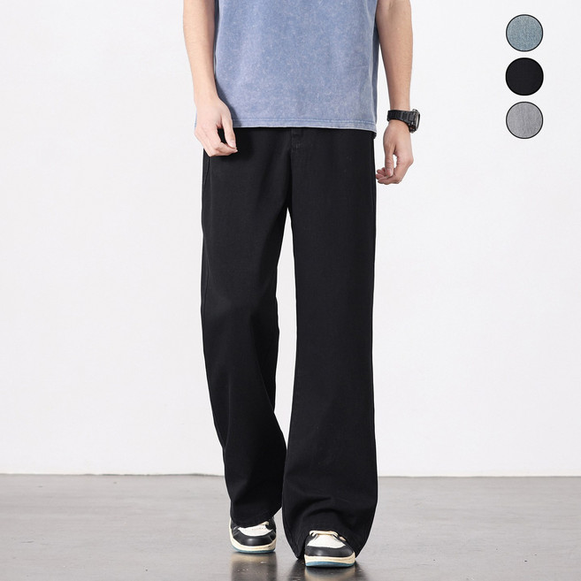 wassup 남자 청바지 봄여름용 패션 캐주얼 부츠컷 통바지 와이드팬츠 남자 여름바지