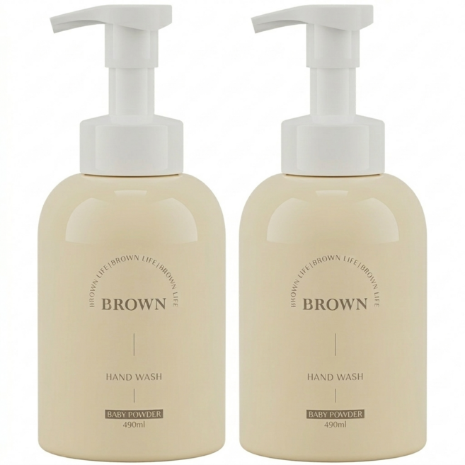 핸드워시 손세정제 향기좋은 핸드워시 대용량 베이비파우더향 BROWN, 2개, 490ml