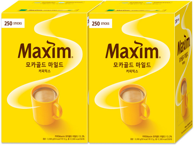 맥심 모카골드 마일드 커피 믹스, 12g, 250개입, 2개
