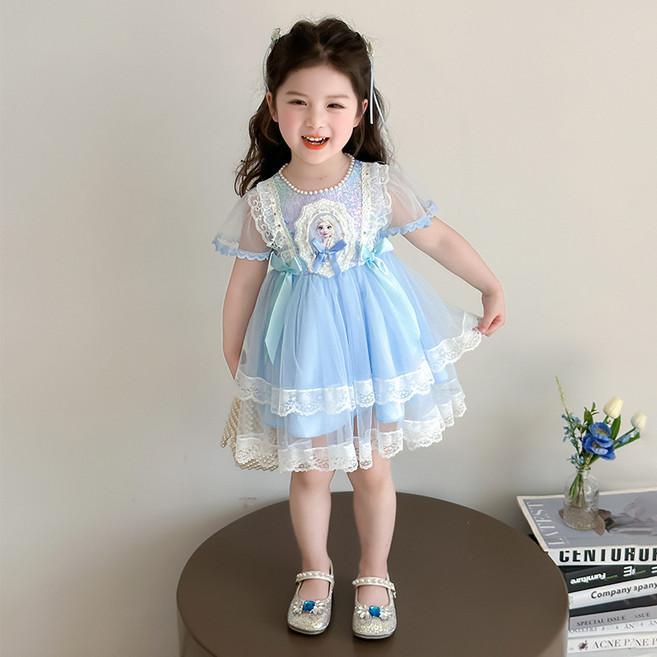 GOYES 겨울왕국 캐릭터 어린이 여아 엘사 공주 원피스 선물 민소매 드레스 스커트