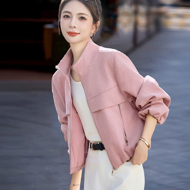 봄 가을 여성 숏 코트 자켓 빈티지 여자 집업 긴팔 재킷 패션 여성용 숏 자켓 YSQ