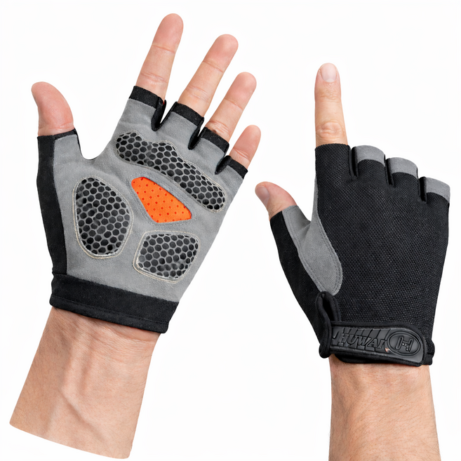 에윤 미끄럼방지 쿠션패드 자전거 반장갑, 1개, 블랙