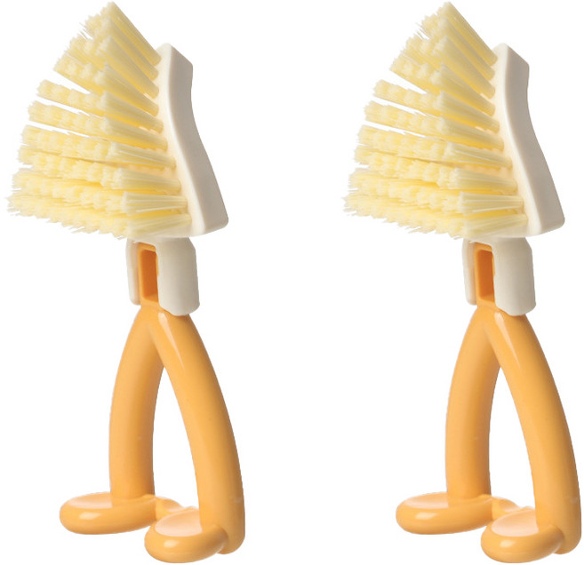 롤링페이퍼 오븐 그릴 식세기망 모서리 틈새 삼각형 세척솔, 2개, 텐저린