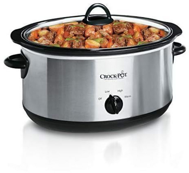 Crock-Pot 팟 7쿼트 타원 수동 슬로우 쿠커 스테인레스 스틸 SCV700-S-BR, Stainless, 7 Qt, Cooker, 스테인리스