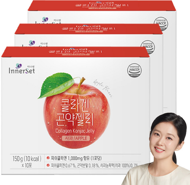 [ 휴온스N 공식] 이너셋 콜라겐 곤약젤리 사과맛, 1.5kg, 3개