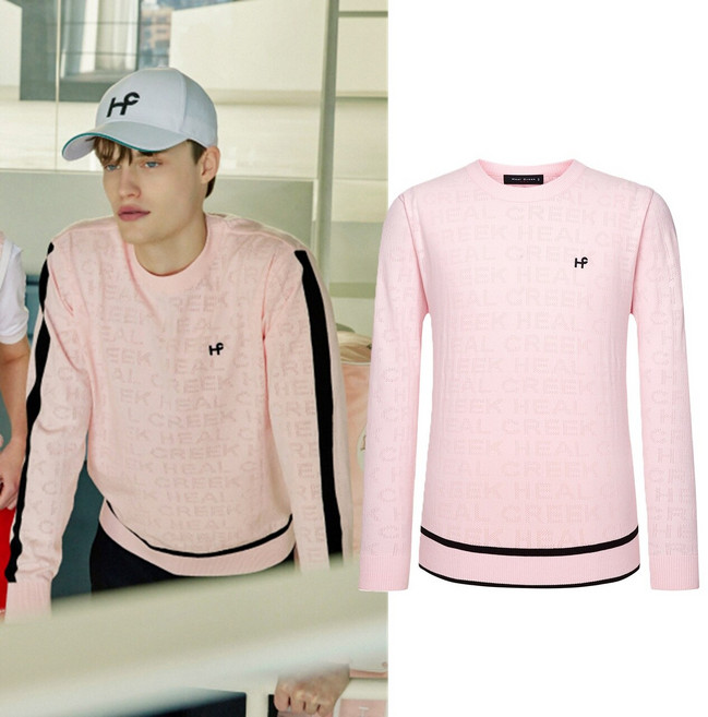 힐크릭 남성골프웨어 남성골프니트 H411 남성 로고자카드라운드풀오버 1HCSWS4153BBP_SC