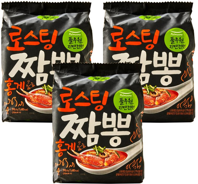 풀무원 로스팅 짬뽕홍게 라면 99.6g, 12개