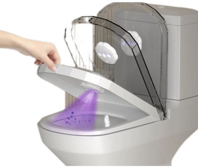 화장실 청정 유지 자동 센서 장치 휴대용 접착식 UV 클리너, 흰색