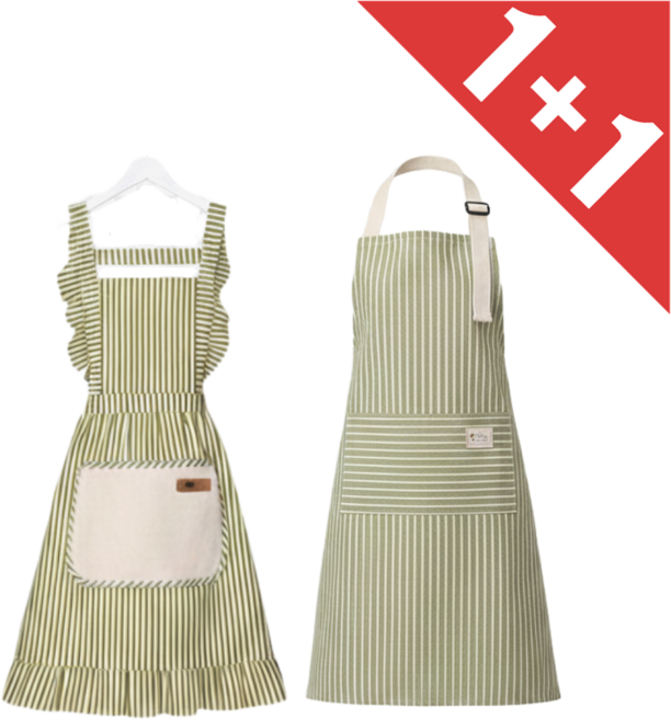 멜로우위시 예쁜 주방 여성 원피스 앞치마, 1개, 그린+그린