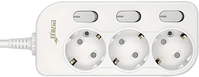 번개표 절전형 뉴개별스위치 멀티탭 3구, 3m, 화이트, 1개