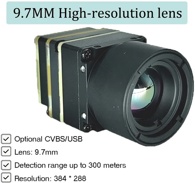 FPV UAV 적외선 열화상 카메라 렌즈 HD 프레임 속도 256/384/640 CVBS/USB 인터페이스 고해상도, 03 9.7MM HR lens