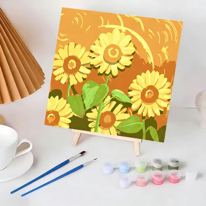 DIY 명화그리기 유화그리기 세트 취미 피포페인팅 20x20cm, 1개, 해바라기