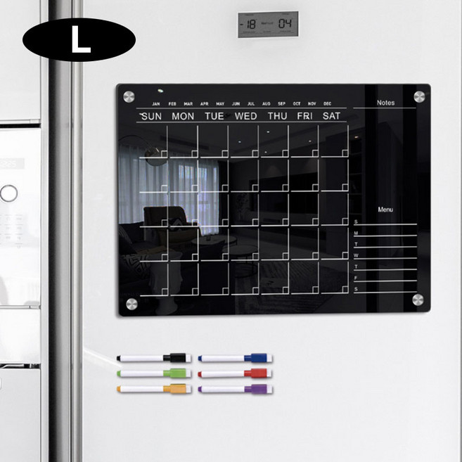[제이스샷] A3 냉장고 자석 메모판 1개월 계획표, 블랙