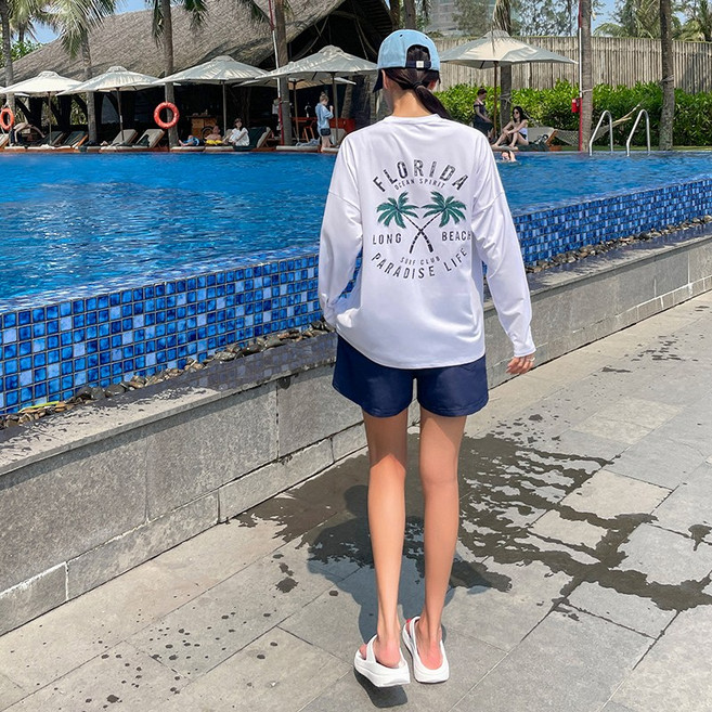 여성 래쉬가드 루즈핏 긴팔 상의 빅사이즈 SW19727F, 블랙/M[44~77], 블랙