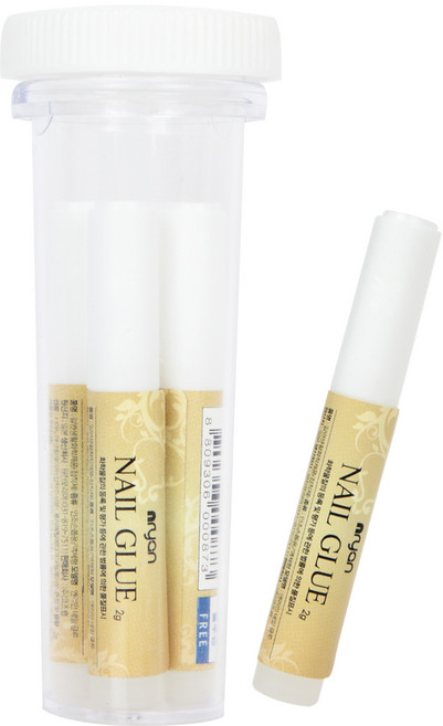 뷰티모아 엔리안 골드글루4ea+용기포함 천사 NAN 랩핑 네일팁접착 2g 스틱글루 실버글루 네일글루, 1개