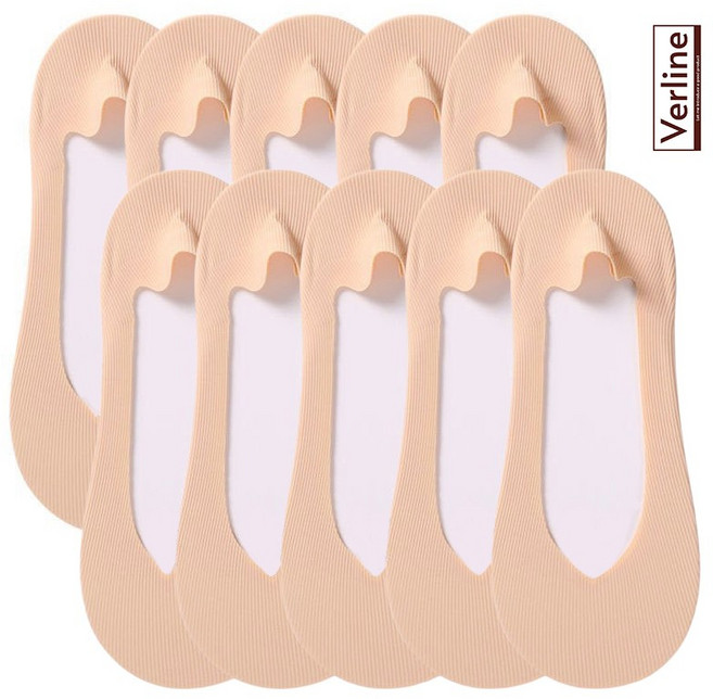 버라인 여성용 벗겨지지 않는 V라인 덧신 페이크삭스 10켤레 세트