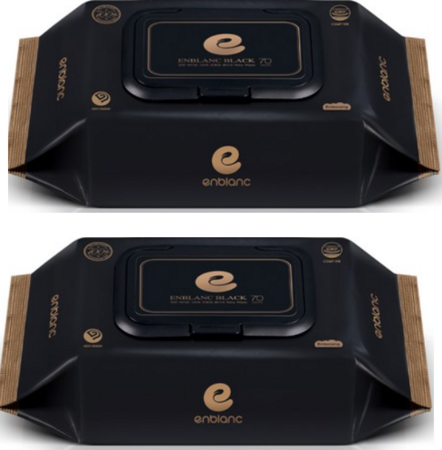 앙블랑 프리미엄 블랙 아기물티슈 휴대캡형, 78g, 70개입, 2개