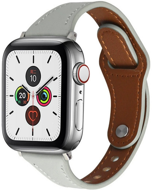 BuGeum 애플워치 스트랩 가죽 버클 호환 밴드 11 10 9 8 7 6 5 4 SE3 SE2 Ultra2/3, 1개, 회색