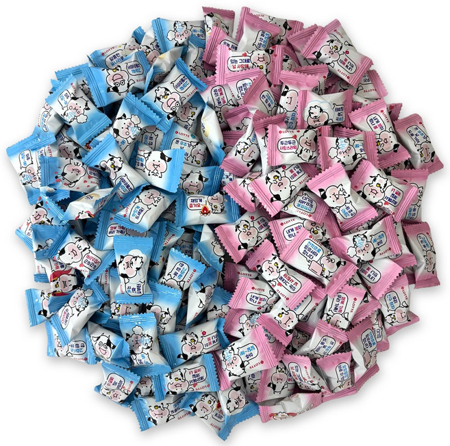 말랑카우 대용량 츄잉캔디 밀크맛 딸기맛 반반세트 110개, 1