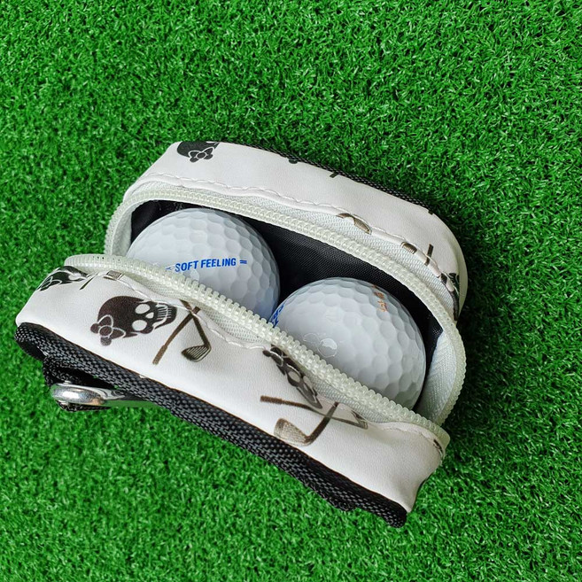 골프볼 주머니 골프공 파우치 볼가방 스컬, 화이트2구 사이즈, 1개
