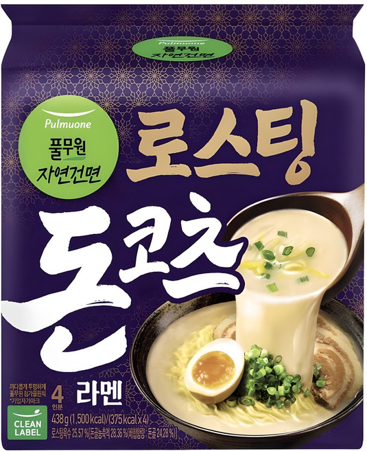 풀무원자연건면 로스팅 돈코츠 라멘 109.5g, 4개