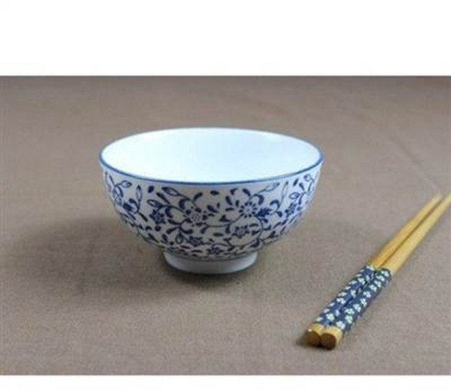 日式青花瓷碗筷組, 陶瓷餐具 青花紅花 小碗 米飯碗 日式小碗 雛菊 瓷器, 1個, 陶瓷餐具 青花紅花 小碗 米飯碗 日式小碗 雛菊 瓷器