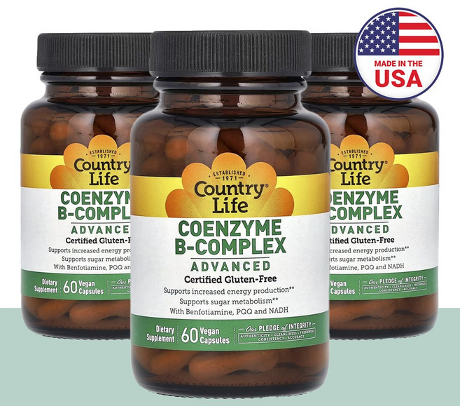 컨트리라이프 코엔자임 B 콤플렉스 어드밴스드 비타민b12 4주분, 3개, 60정
