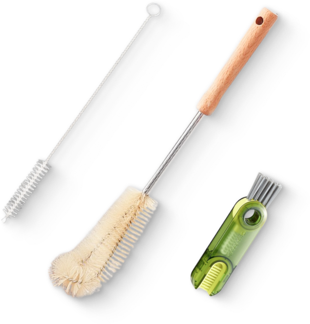 에크나 텀블러 물병 세척 솔 틈새 브러쉬 3종 세트, 1세트, 심플 베이지 우드톤