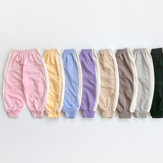 [미야네] 아동 주니어 배색 라인 조거 팬츠 트레이닝팬츠 간절기 동글 츄리닝바지