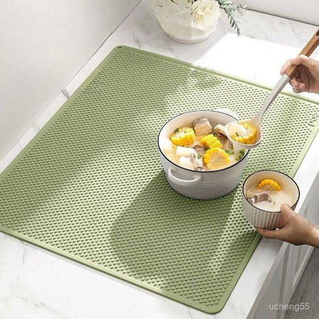 대형 주방 식당매트 패드 내열 미끄럼방지 매트 냄비받침 실리콘, D. 말차 녹색 30x40, 1개