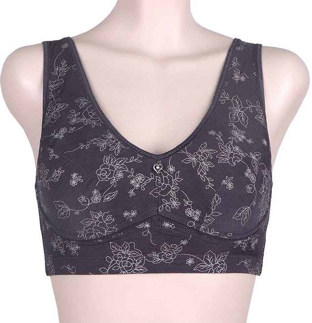 필굿 여성 오가닉 순면 인견 나염 노와이어 노몰드 스포츠브라렛 후크 뽕없는 브라 패드 삽입 가능 A컵 B컵 여름용 빅사이즈까지