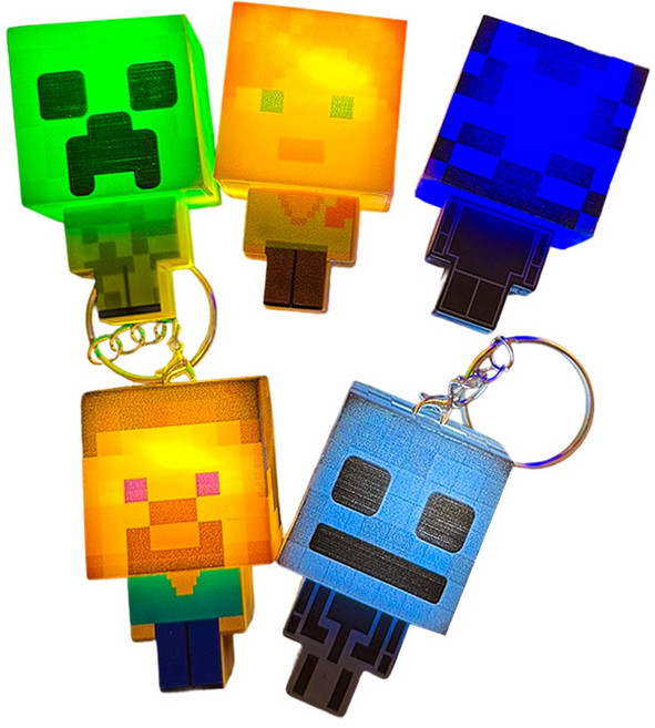 귀여운 큐브 블록 키링 사람 몬스터 5종 열쇠고리 키홀더 K12540904, 5개, 혼합색상