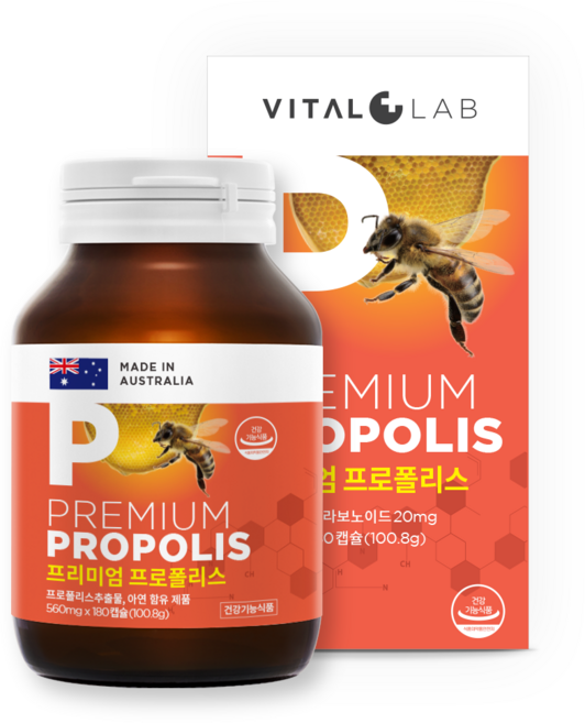 프리미엄 바이탈랩 호주 프로폴리스 아연 플라보노이드 20mg 항산화 면역력, 1개, 180정