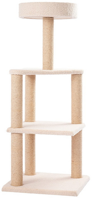 펫인꼬 고양이 3단 캣타워 스크래쳐 일체형 고양이놀이터 다묘가정, 1개, 크림베이지