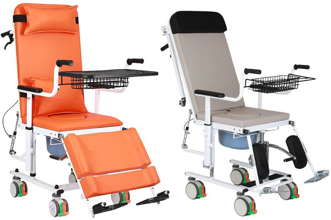 180도풀플랫 17cm높낮이조절 다목적 휠체어 YWJ-6 목욕의자 샤워휠체어, 1개, 베이지