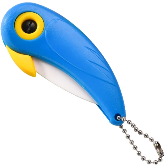 1PC 휴대용 세라믹 칼 크리 에이 티브 미니 귀여운 새 다기능 접이식 과일 주방 도구, 03 blue, 1개
