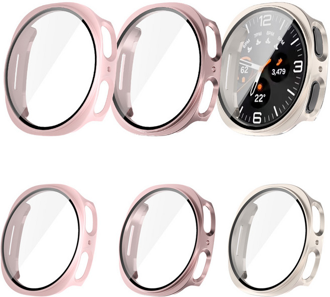[젤센] 갤럭시워치8 전용 풀커버 일체형 9H 강화유리 케이스 우먼즈 3개 세트, 핑크+로즈골드+스타라이트