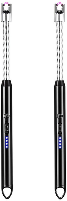 1+1 플라즈마 전기 점화기 롱 usb 충전식 스파크 주방 불 점화 전자 라이터 프라즈마 전자식 토치 라이타 캠핑 용품, R99581A(블랙+블랙, 1세트