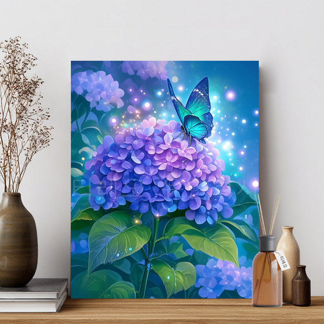 티레오 꽃보석십자수 캔버스형 40x50cm 재물십자수 비즈십자수 3D 대형보석십자수 큐빅비즈 DIY액자형취미, 03 수국, 1개