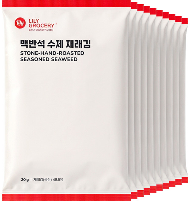 릴리그로서리 릴리네김 맥반석 수제 재래김 구운 조미김 전장김, 20g, 10개