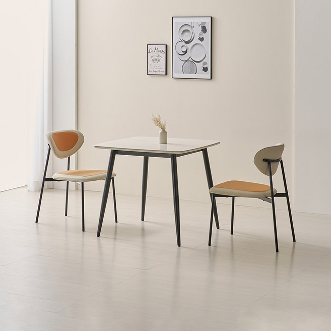 라로퍼니처 애든 24T 유광 850 저소음 포세린 세라믹 2인 실리콘 스킨 식탁 세트 (식탁+의자2), 상세 설명 참조, 구성:식탁+의자2